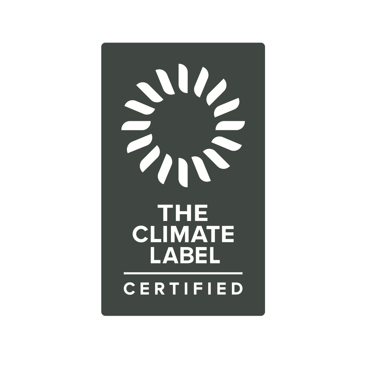A vertical "The Climate Label" logo