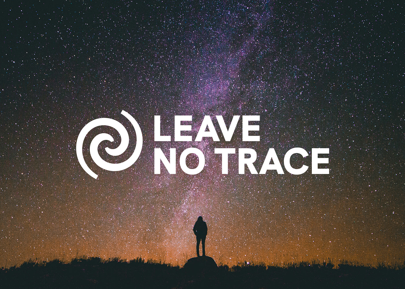 A "Leave No Trace" logo overlayed on an image of a starry sky.